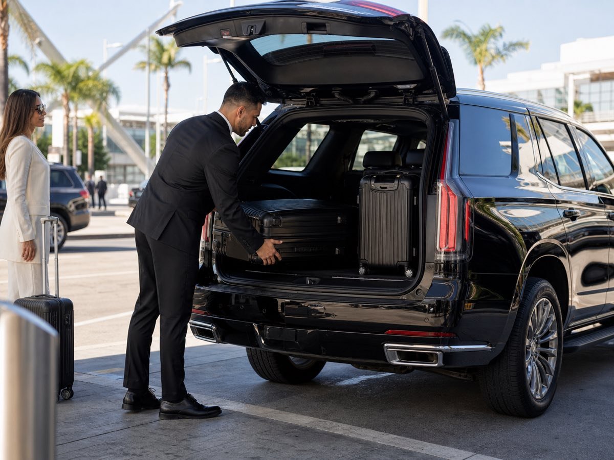 BlackLaneLA chauffeur loading luggage into the vehicle